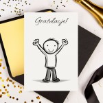 Minimalistyczna kartka z gratulacjami z szkicowanym chłopcem - Smile